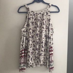 Open shoulder long sleeve floral top